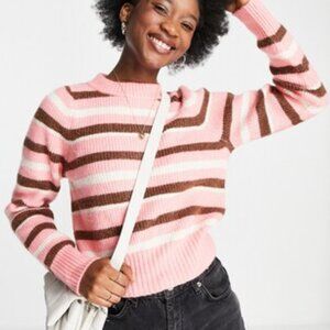 Monki Recycled Striped Sweater - Pink - XS